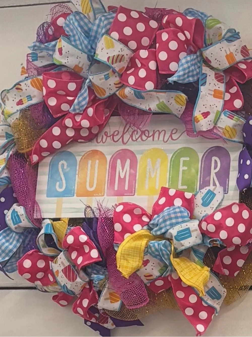 Summer Popsicle Wreath Summertime 18” Approx Beautiful Bright Colored Final Sale